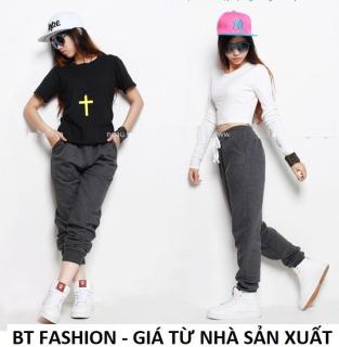 Quần Dài Nữ Thun Phom Rộng Jogger Thể Thao Thời Trang Hàn Quốc - BT Fashion (TT03B-TRƠN) thumbnail