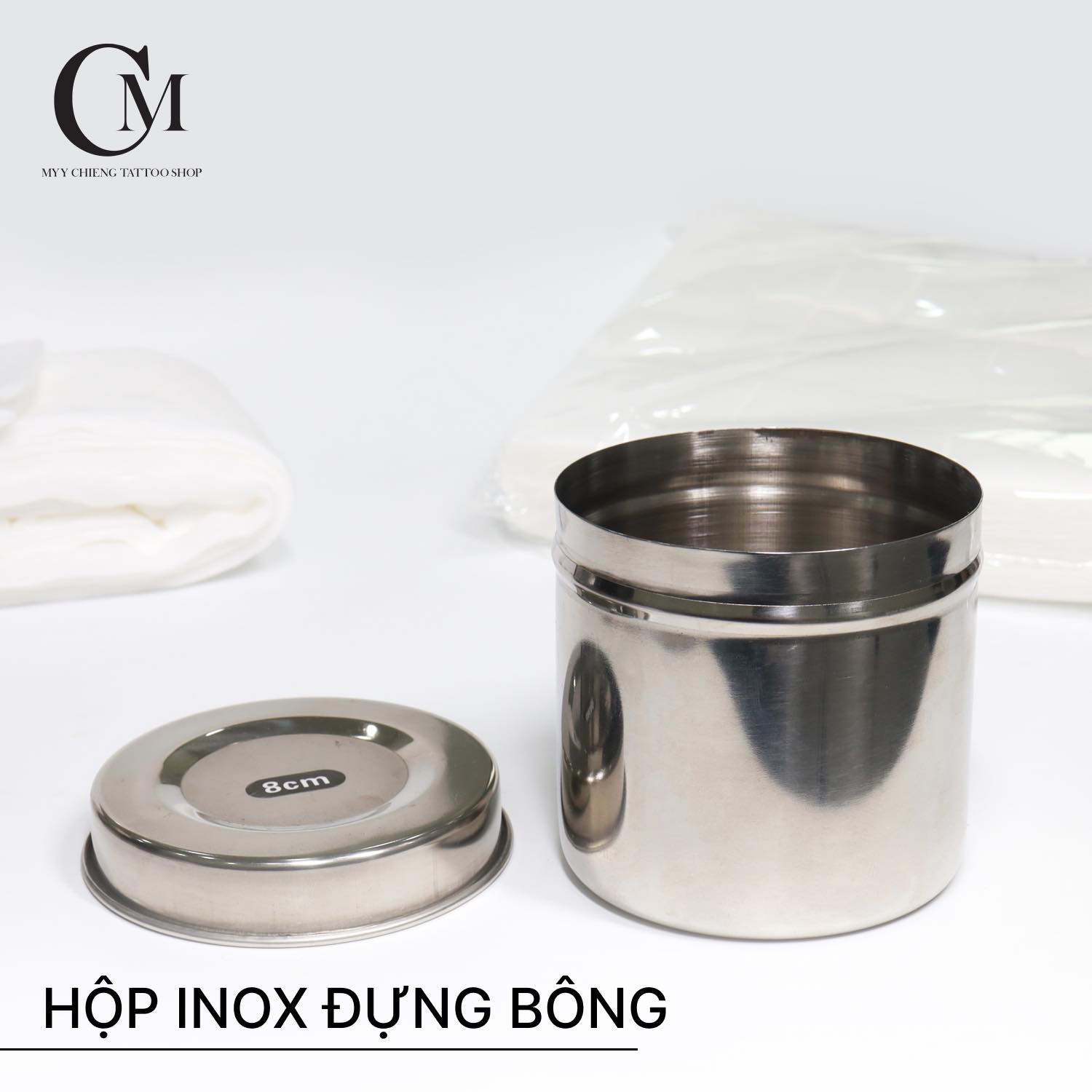 HỦ INOX ĐỰNG BÔNG DÙNG TRONG Y TẾ, SPA...