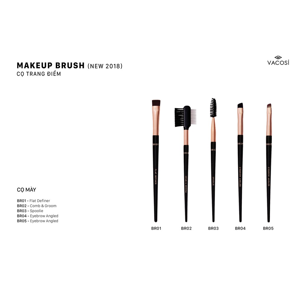 [HÀNG CHÍNH HÃNG] Cọ Mày Đầu Cứng Vacosi Eyebrow Angled Brush BR05
