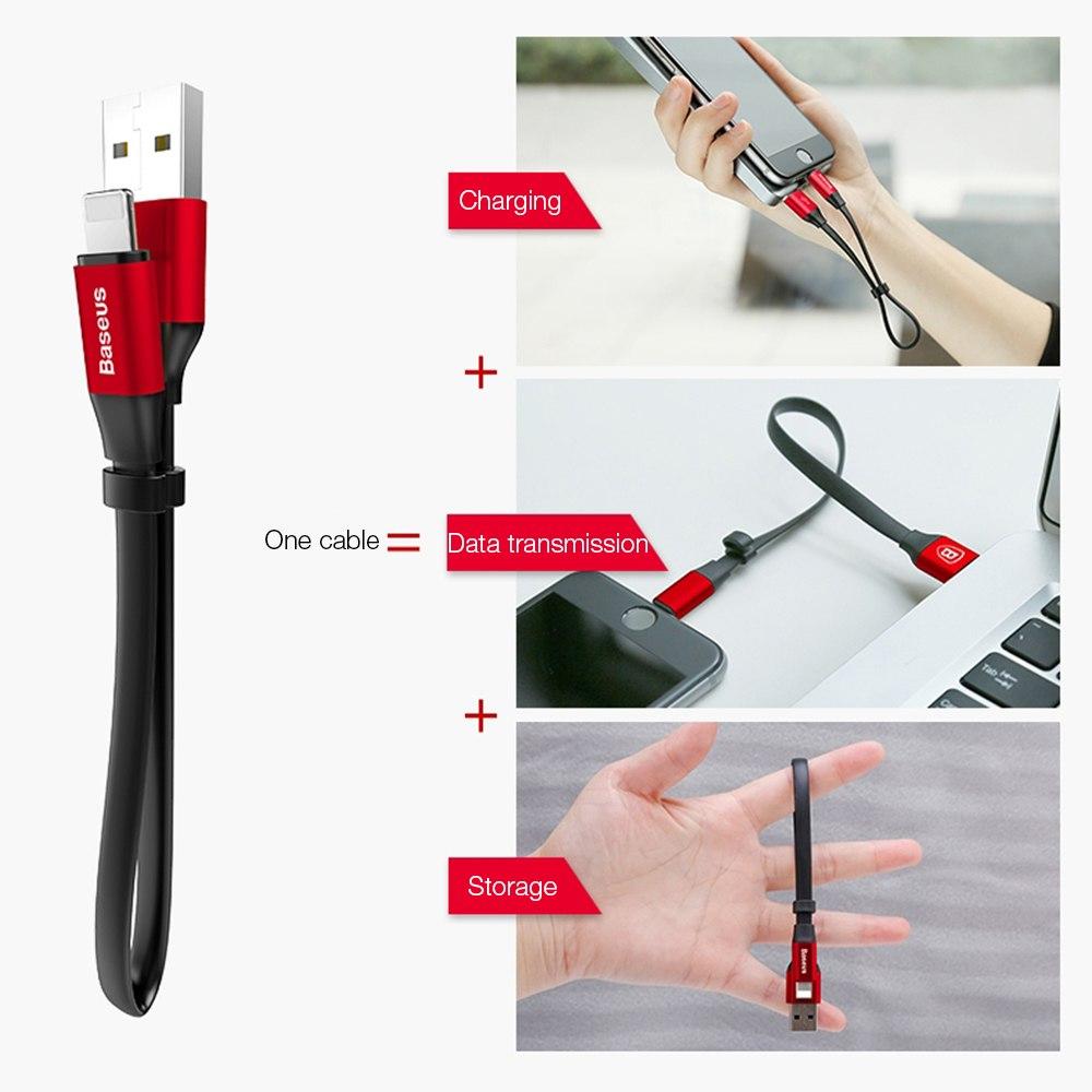 [HCM]Dây cáp sạc Lightning BASEUS Nimble dài 23cm (Dây siêu bền dòng 2A thiết kế dây khóa) (Màu ngẫu nhiên)(Bảo hành 3 tháng 1 đổi 1) - Phân phối bởi Hotphukien