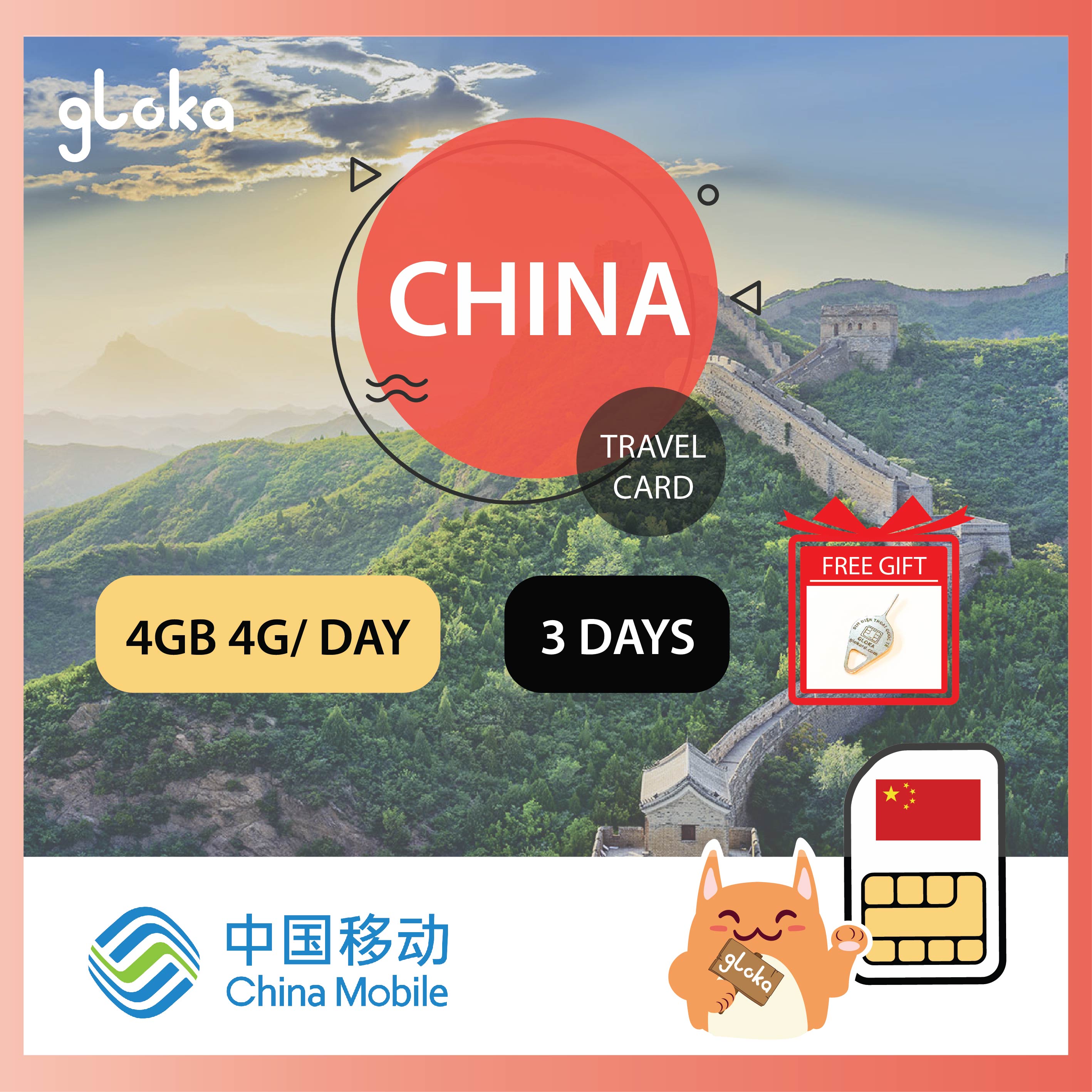 Sim DATA 4G Du Lịch Trung Quốc China Mobile 3 Ngày