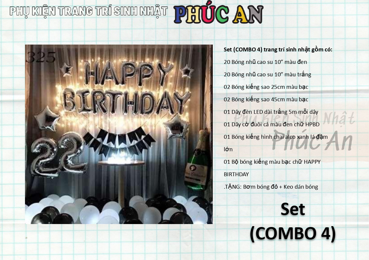 [Ảnh thật] Set trang trí sinh nhật Hàn Quốc HPBD (COMBO 42)