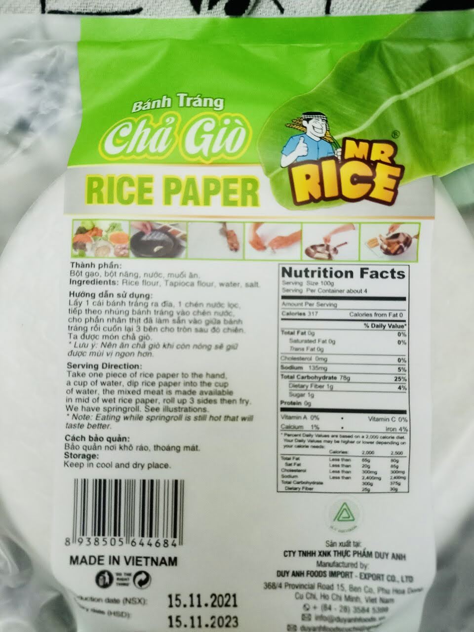 Bánh tráng chả giò Duy Anh gói 400gr