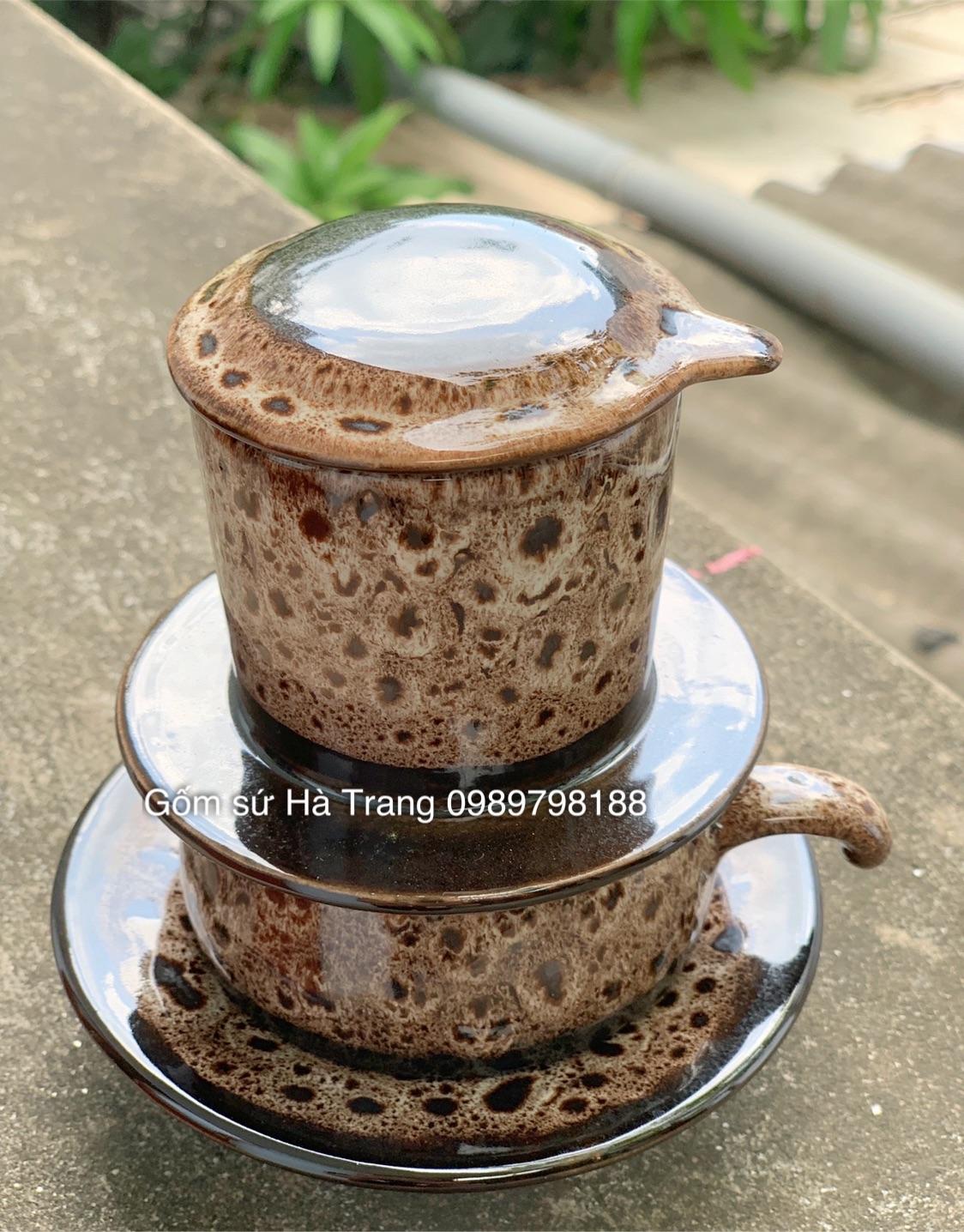 Phin pha cafe gốm sứ Bát Tràng men hoả biến