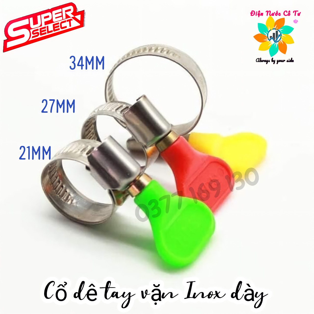 Cổ dê inox , cổ dê bướm tay vặn 21/27/34mm
