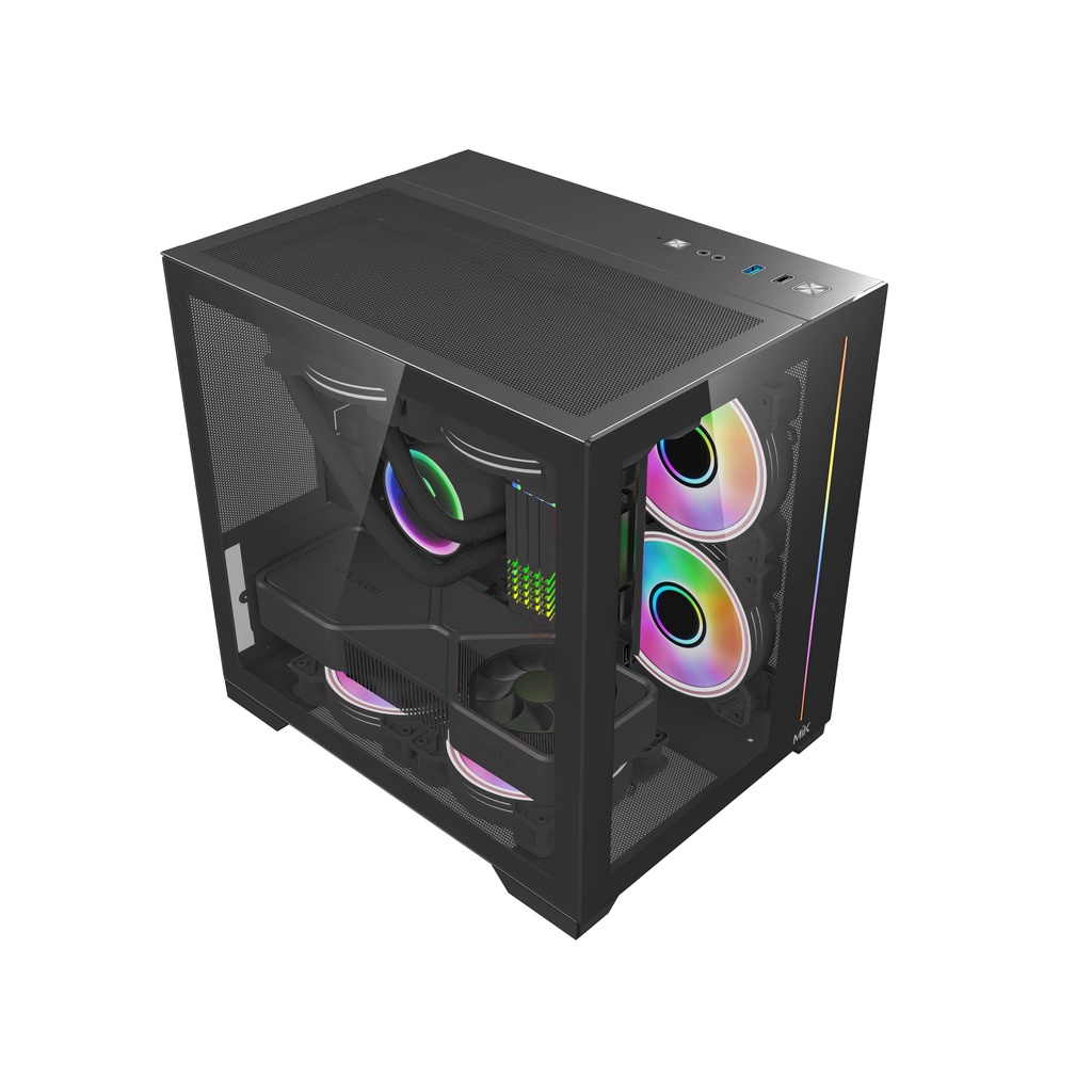Case máy tính Mik Lv12 Mini Elite hỗ trợ mainboard M-ATX, ITX - BLACK