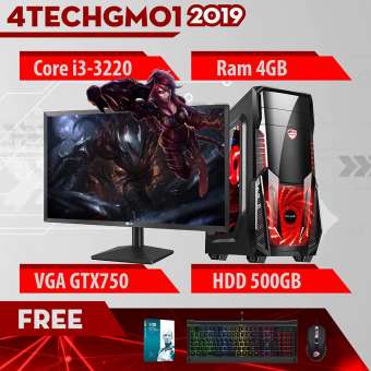 máy tính chơi game 4techgm01 2019 core i3-3220, ram 4gb, hdd 500gb, vga gtx750, màn hình lg 24 inch - tặng bộ phím chuột gaming dareu.