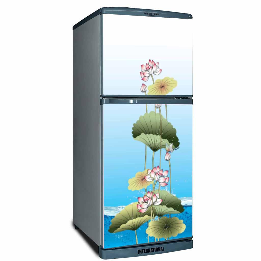 [HCM]Decal dán trang trí tủ lạnh cao cấp - Hoa sen