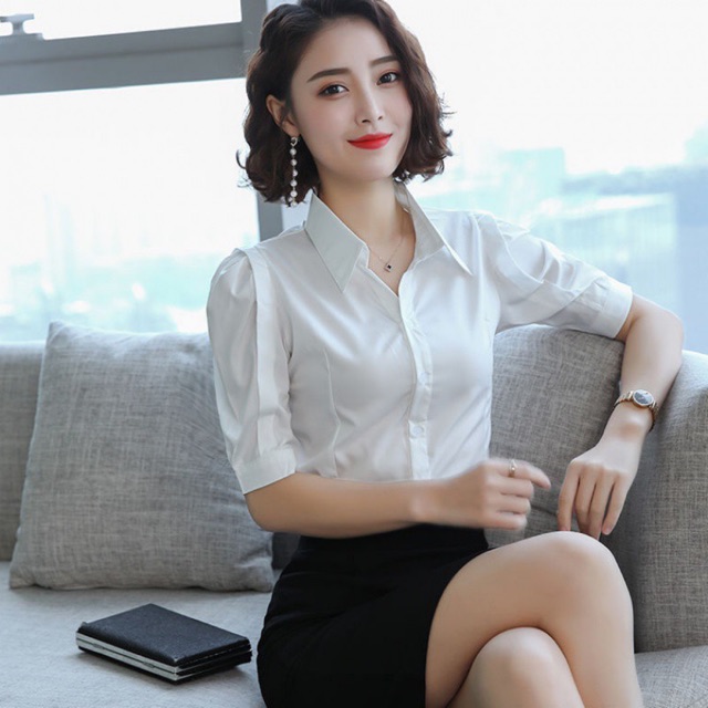 ÁO SƠ MI CÔNG SỞ NỮ TAY VIỀN KIỂU