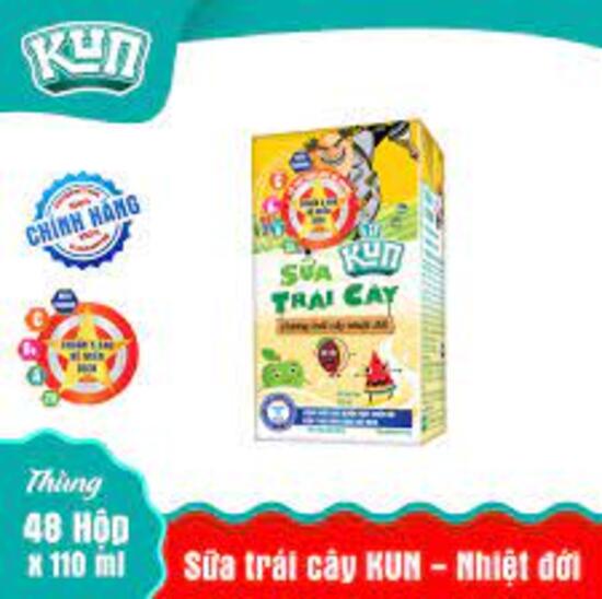 Thùng 48 hộp 110ml sữa tươi KUN TRÁI CÂY NHIỆT ĐỚI