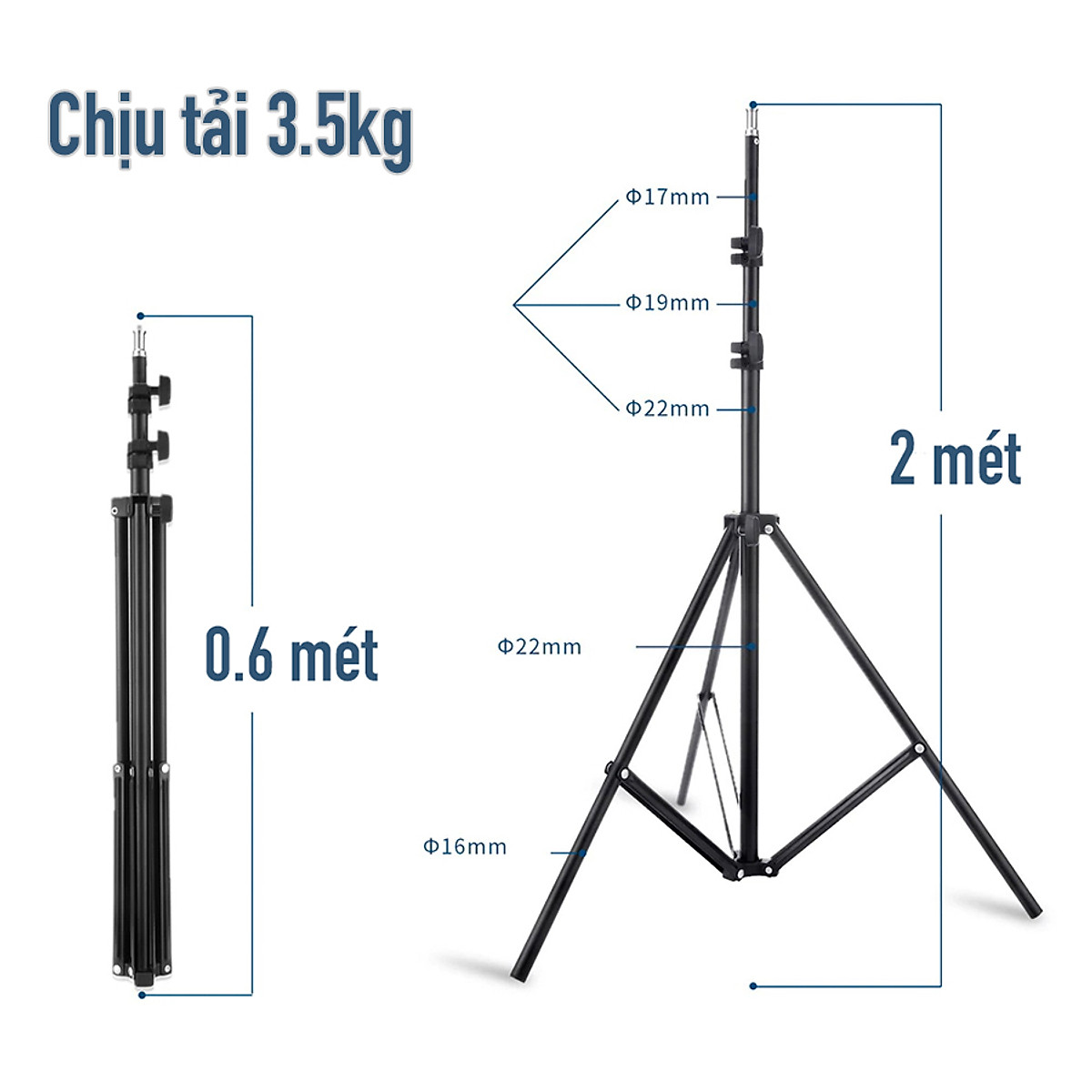 phụ kiện đèn live [ chân đèn ] Chân đèn live stream 210cm giá rẻ (Cao tối đa 2m1)