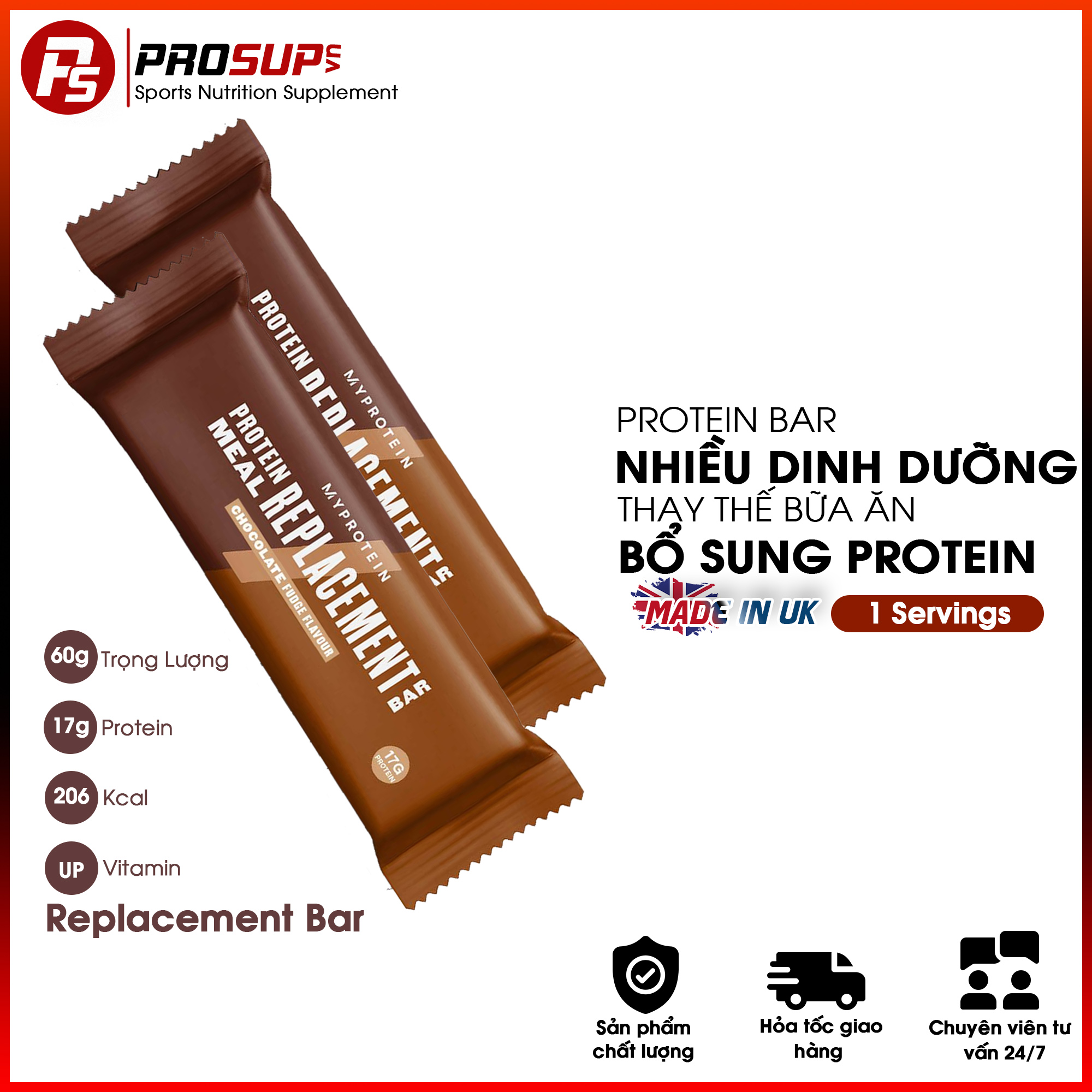 Protein Bar - Thay thế bữa ăn - My Protein - Replacement Bar (60g/bánh)