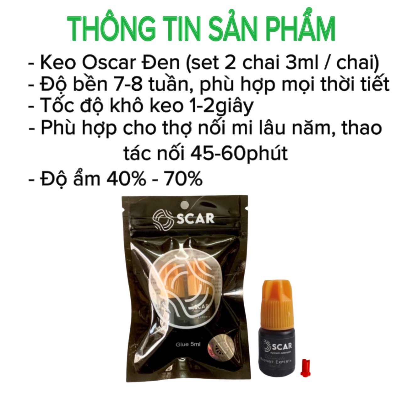 Keo nối mi cao cấp Oscar, ít cay siêu bền (dụng cụ nối mi)