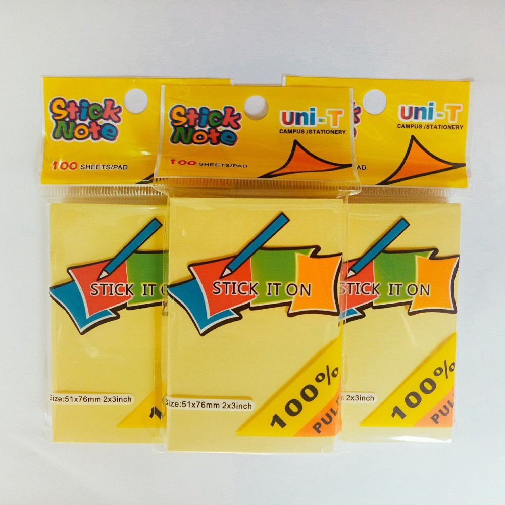 4 xấp giấy note vàng uni-t cỡ 3x2 inch