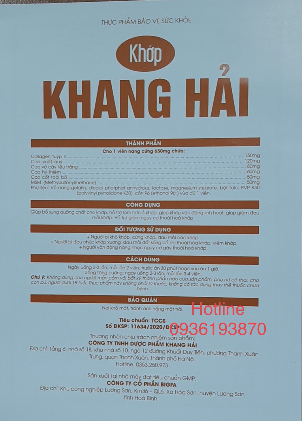 KHỚP KHANG HẢI - Chính Hãng