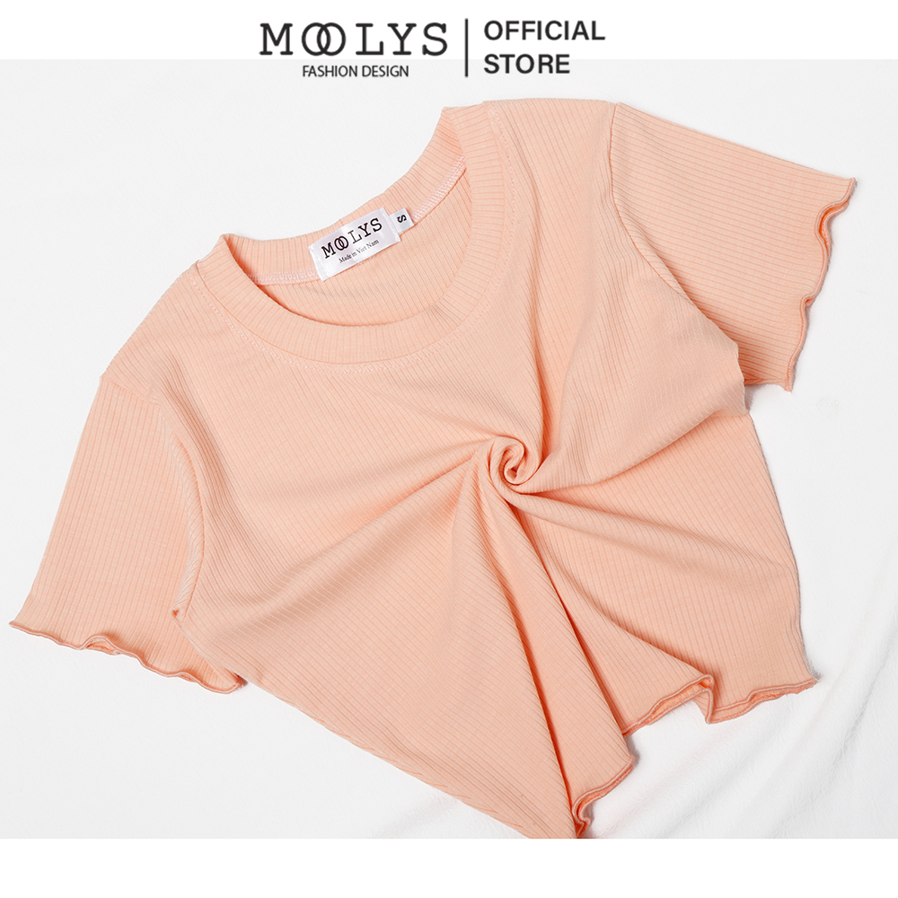 Áo crop top thun gân đơn giản Moolys MC010
