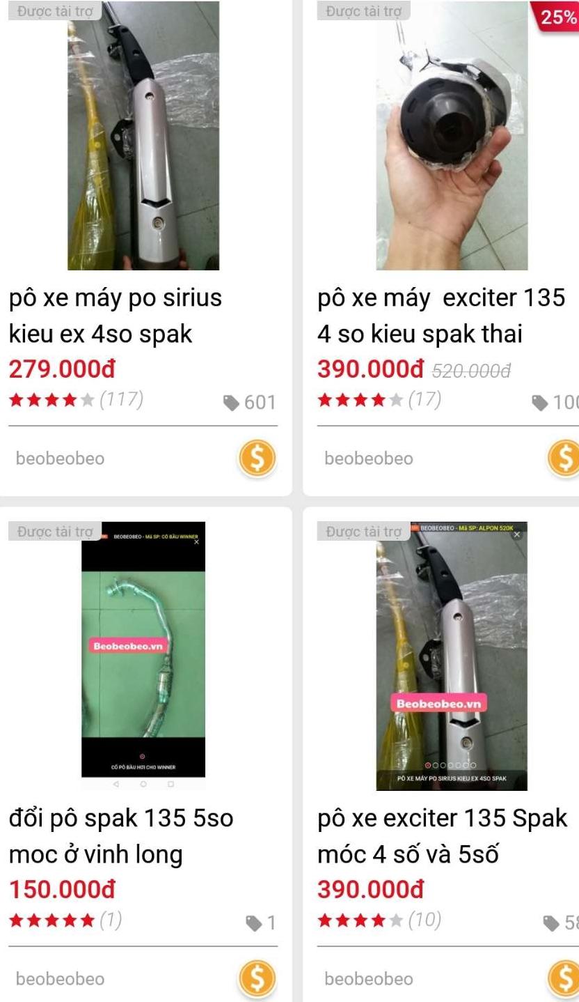 pô exciter 135 5 số kiểu Spark (pô móc)