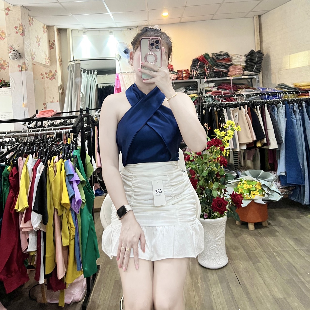 [HCM]HÌNH THẬT ÁO KATE LỤA CỔ CHÉO CÚP NGỰC NHIỀU SIZE