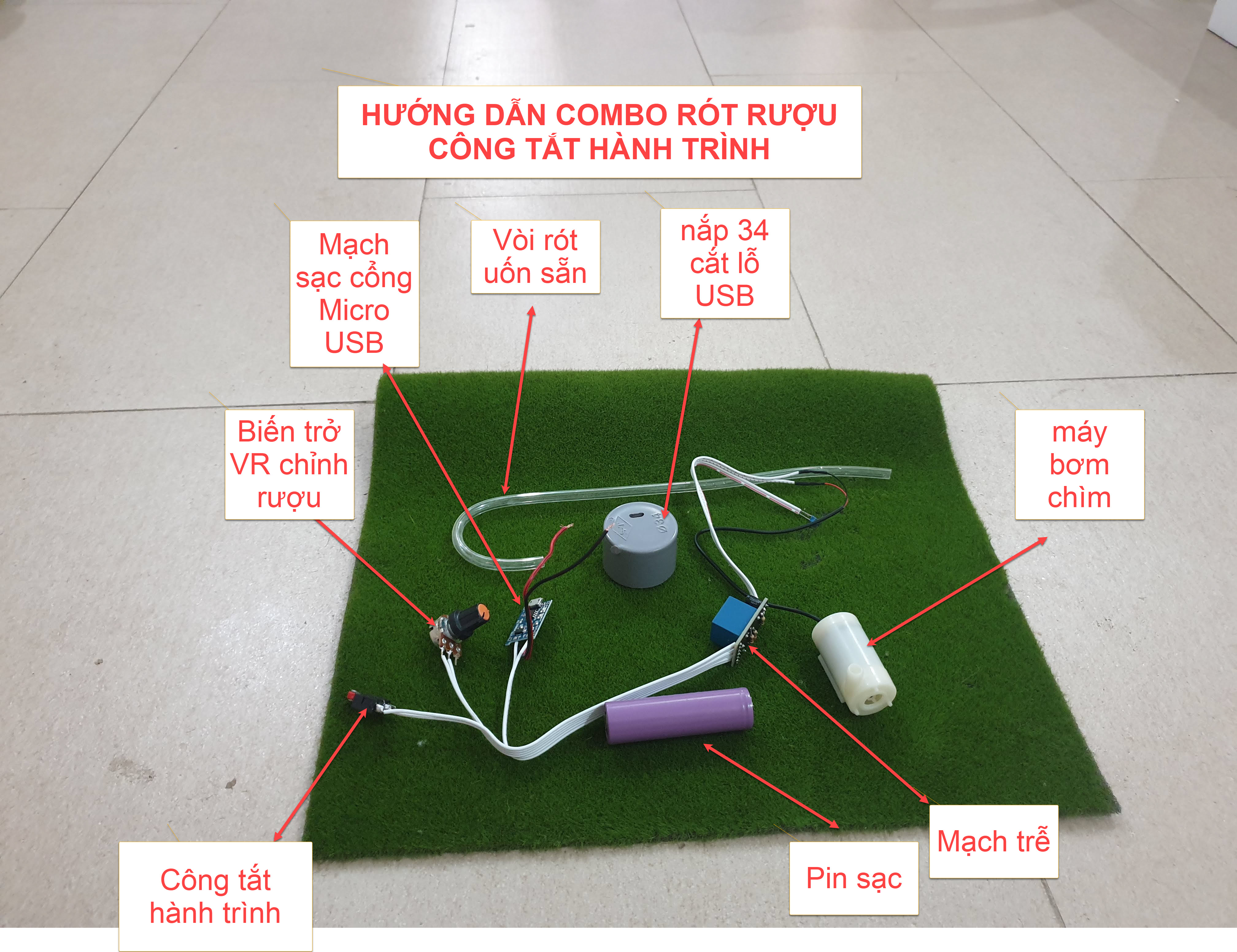 Combo Mạch Chế Máy Rót Rượu 3v7 Hàn sẵn
