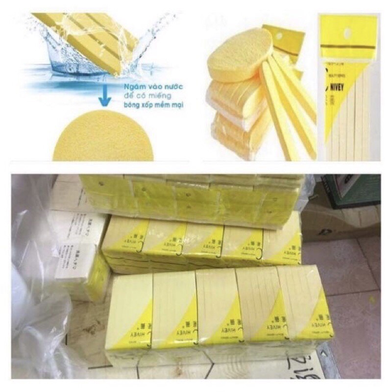 Bông mút rửa mặt bọt biển Chivey gói 12 miếng