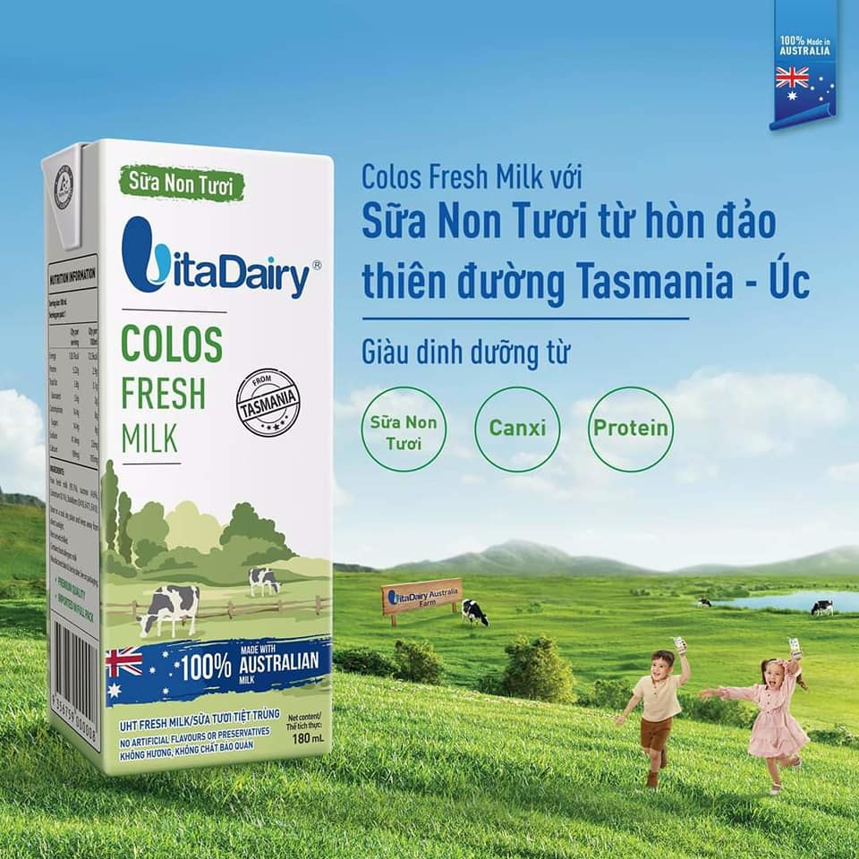 Sữa non tươi VitaDairy Colos Fresh Milk 180ml (Thùng 24 hộp)