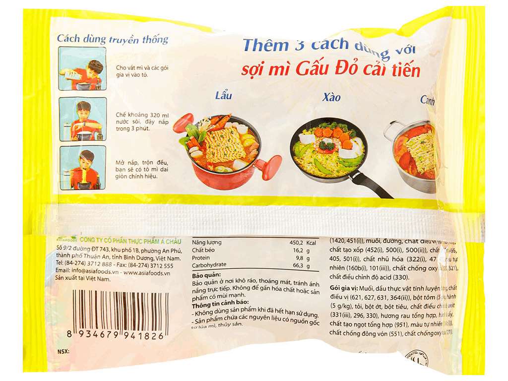 Thùng 30 gói mì Gấu Đỏ tôm chua cay 63g