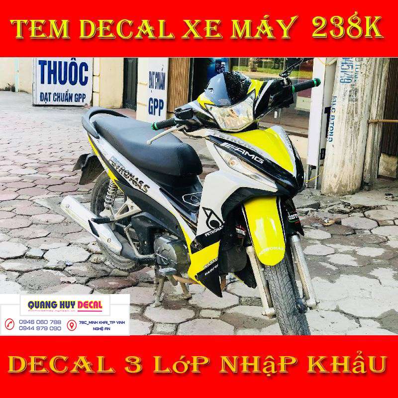 Tem trùm xe wave rsx vàng trắng đen petronas - Độ dán team trùm decal xe máy wave rsx vàng trắng đen petronas - Team trùm decal xe máy wave rẻ đẹp và chất