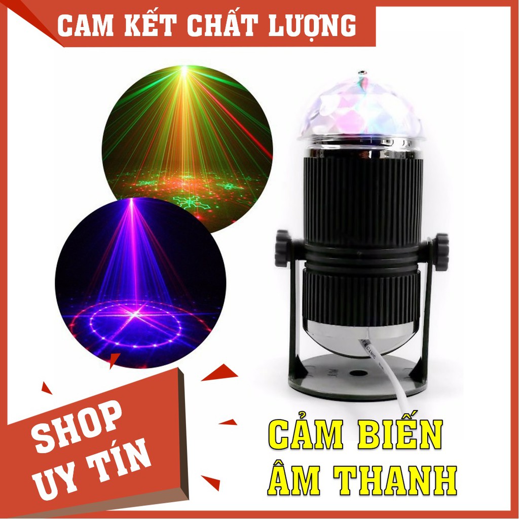 Đèn LED sân khấu mini 7 màu, cảm biến âm thanh, nháy theo nhạc