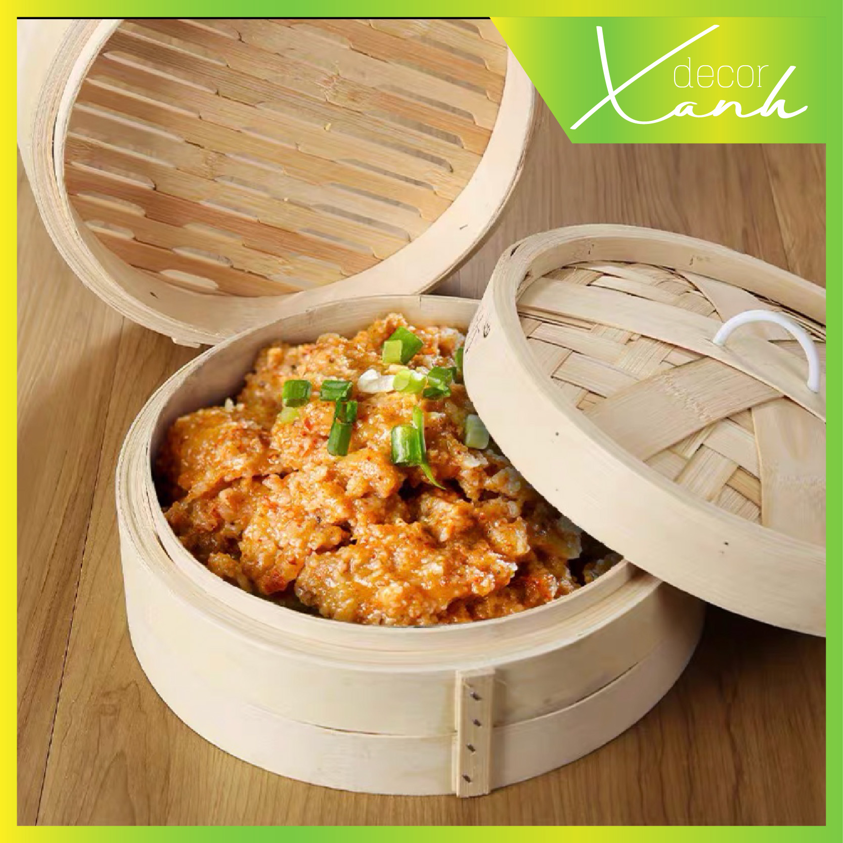 [An toàn thực phẩm] Xửng hấp tre, lồng hấp tre bánh bao, dimsum (có nắp)