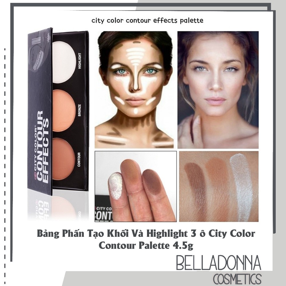 Bảng Phấn Tạo Khối Và Highlight  3 ô City Color Contour Palette 4.5g