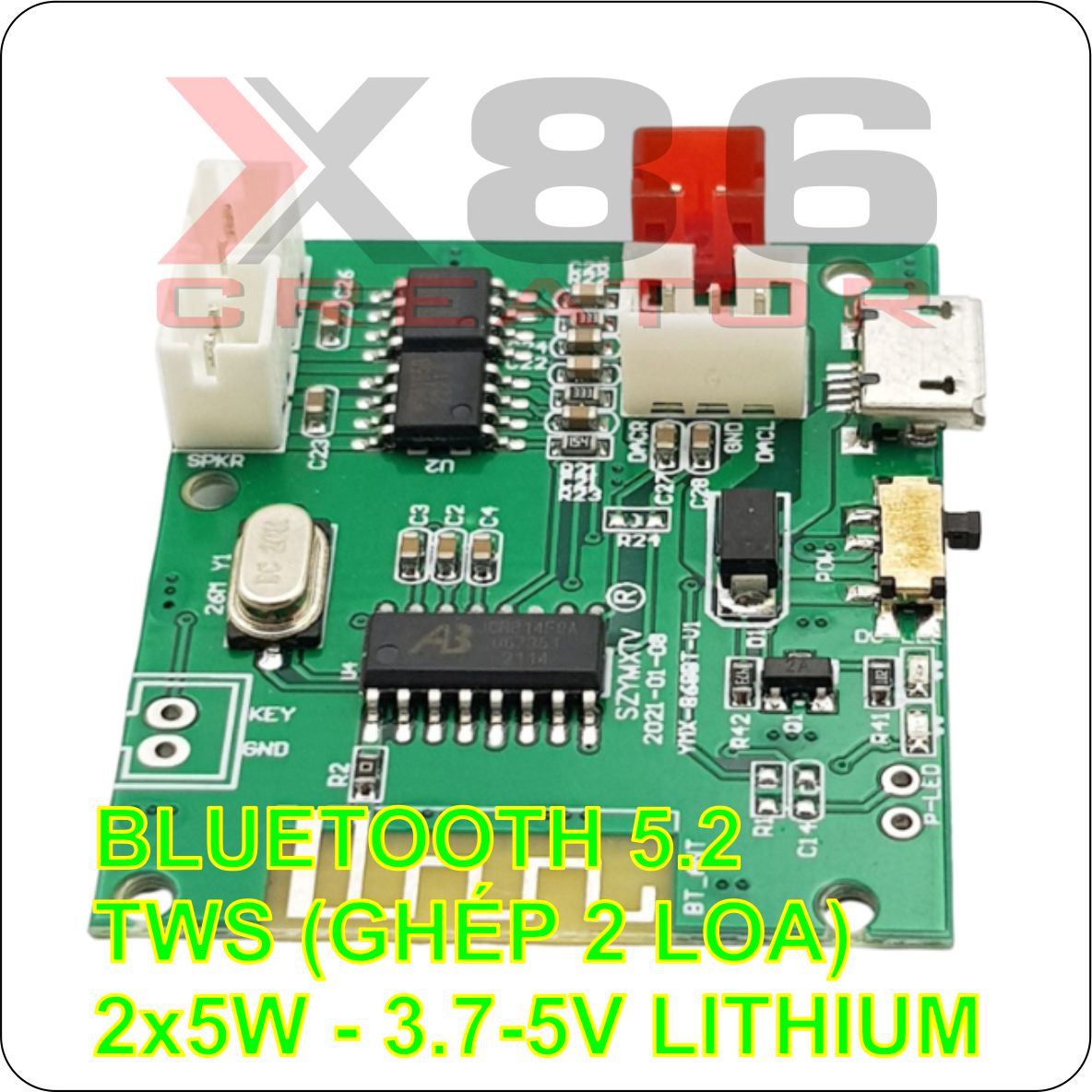 MẠCH CHẾ LOA BLUETOOTH 5.0 (TWS) MINI 2x5W - X86