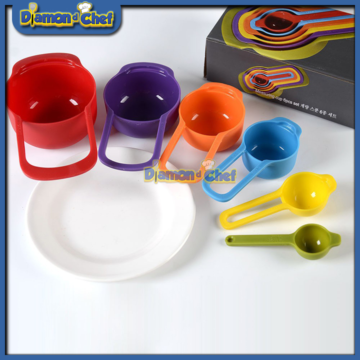 Bộ 6 thìa / cup đong định lượng sắc màu