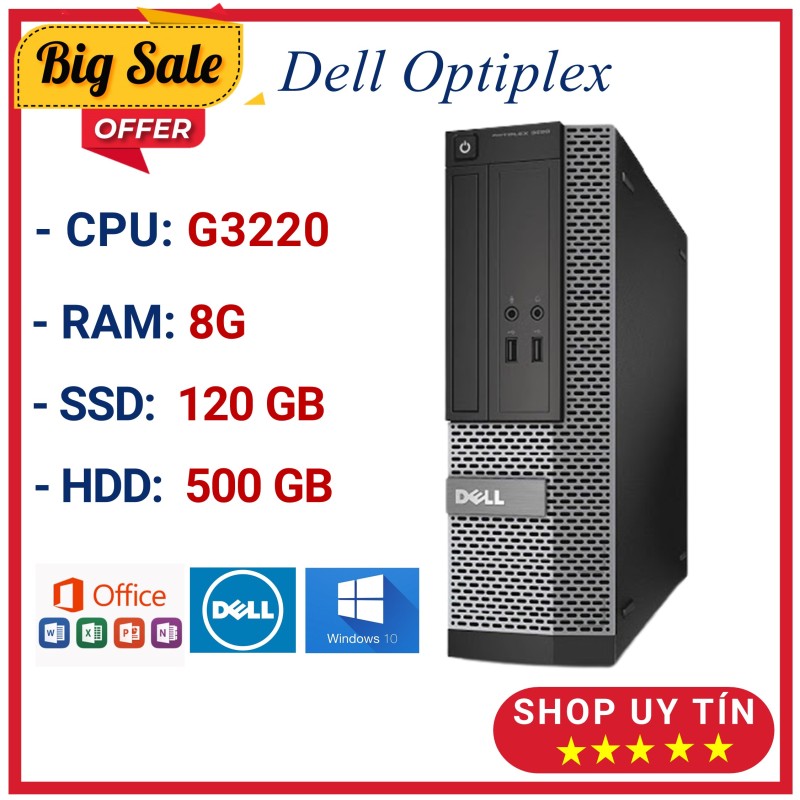 Bảng giá Case máy tính đồng bộ Dell 3020 G3220 Ram 8G, ổ cứng SSD 120GB và HDD 500GB hàng nhập khẩu nguyên chiếc bảo hành 12 tháng Phong Vũ