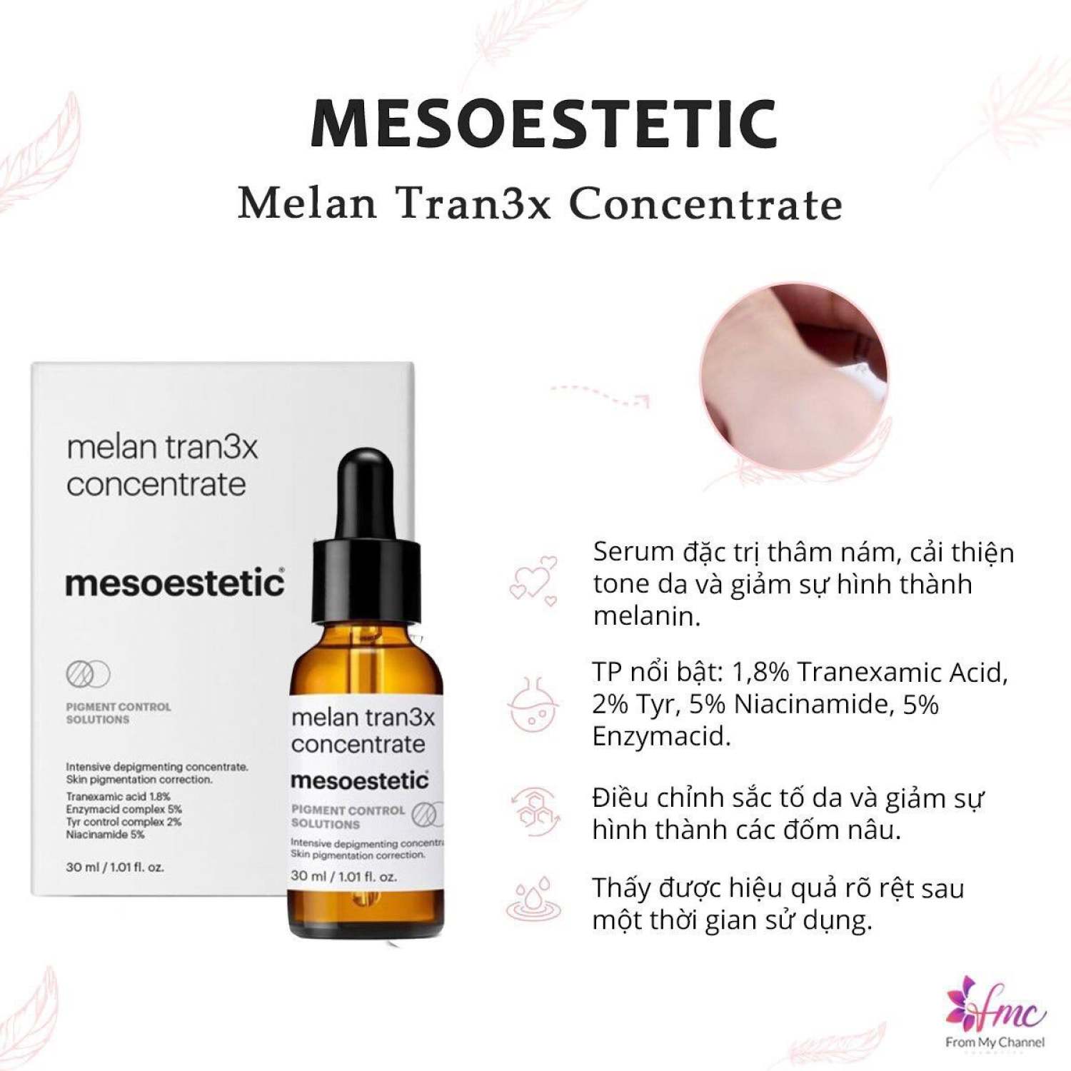Serum giam ƞám trắng da Melan Tran 3x Concentrate 30ml