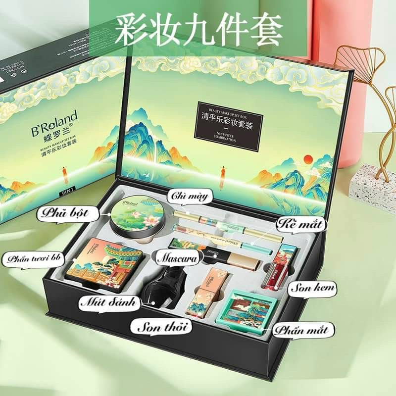 BỘ TRANG ĐIỂM MAKEUP B'ROLOAND 9 MÓN 9IN 1 ( LÀM QUÀ TẶNG CỰC XINH )