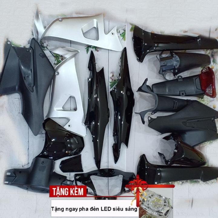 [TẶNG TEM]  Dàn áo nhựa xe Wave Alpha , Wave RS , Wave S100 nhựa ABS nguyên sinh màu ĐEN - TẶNG PHA ĐÈN LED CỰC SÁNG - có TẶNG BỘ TEM cao cấp