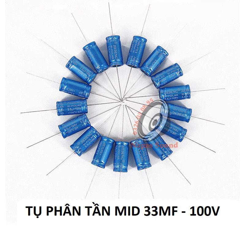 TỤ 33MF 100V KHÔNG PHÂN CỰC - TỤ LOA MID - TỤ LOA TRUNG - TỤ PHÂN TẦN