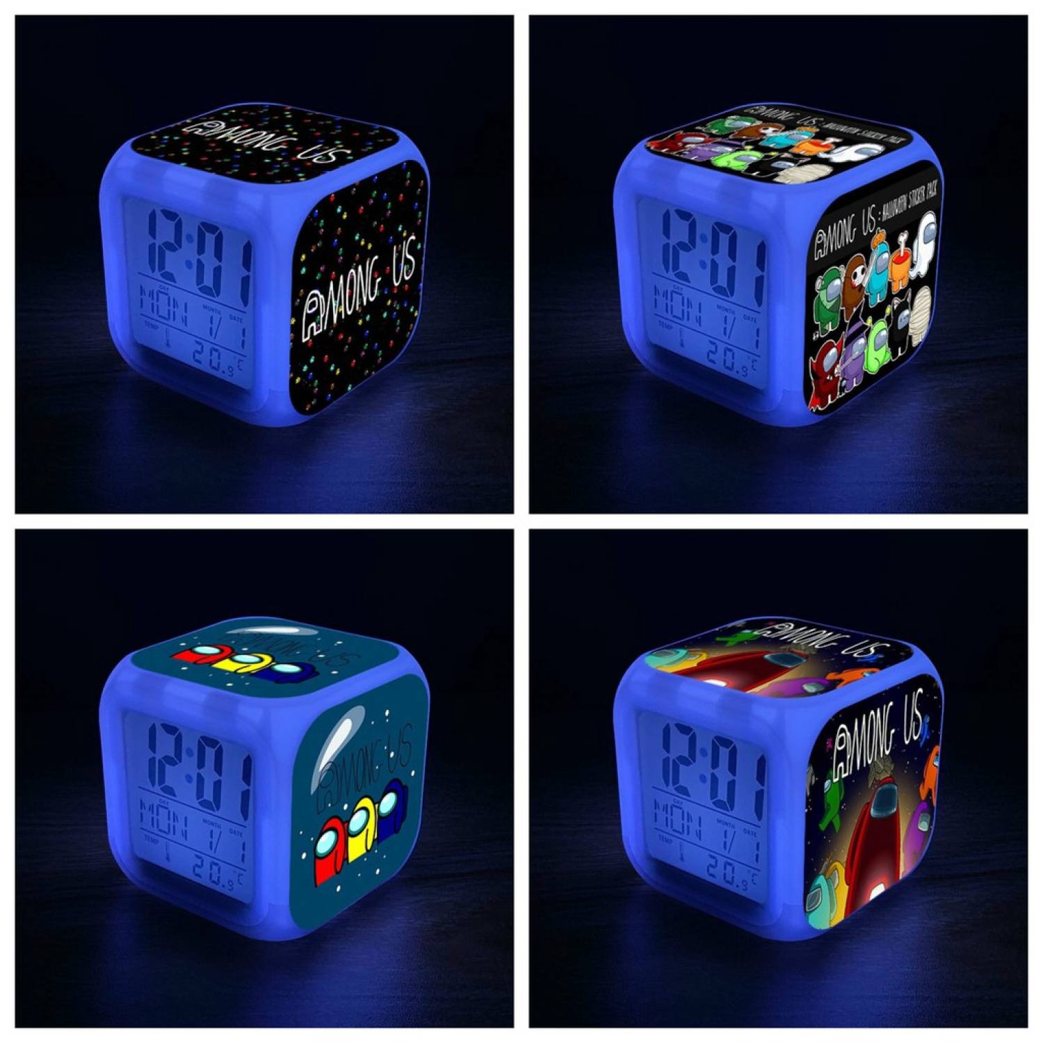 Nơi bán Đồng hồ báo thức để bàn in hình AMONG US VER 2021 anime chibi LED đổi màu