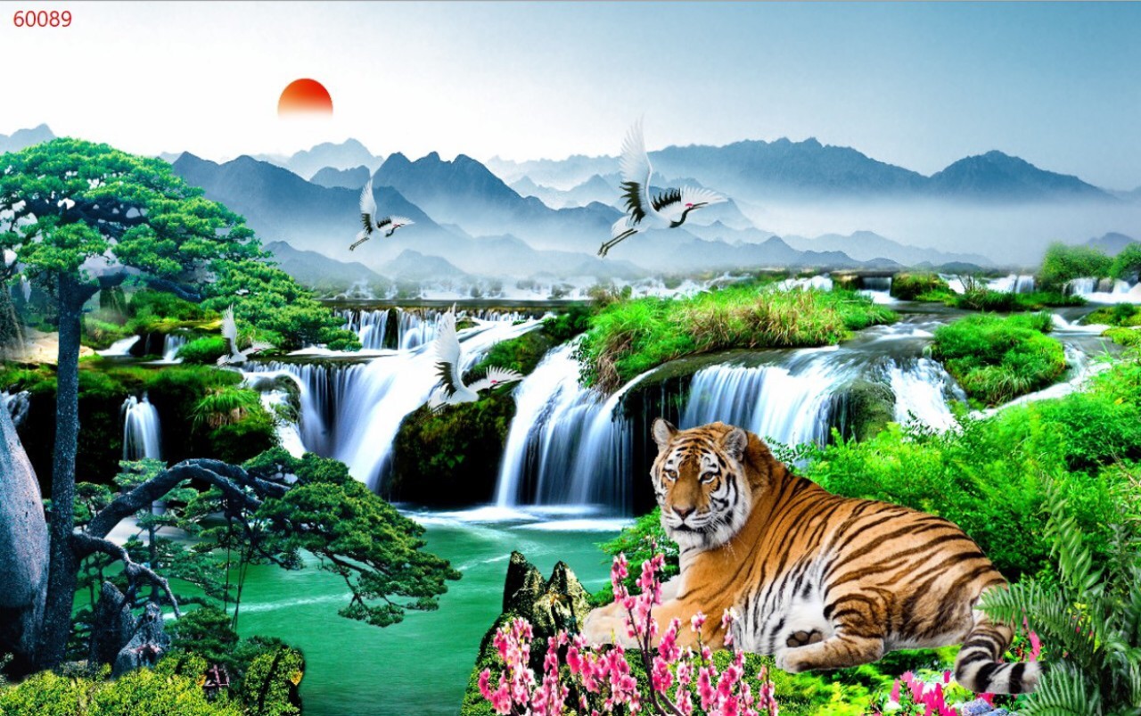 Tranh Hổ 3D dán tường