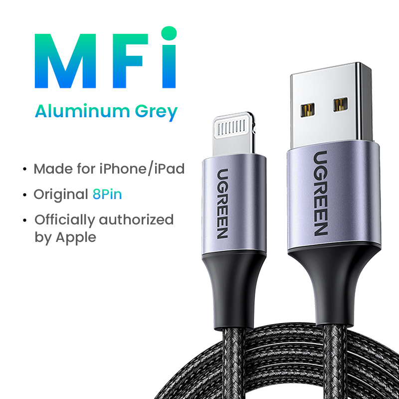 UGREEN MFi USB Cable for iPhone 13 Pro Max, 12 Pro Max X XR 11 2.4A Fast Charging Lightning Cable USB Data Cable Phone Charger Cable