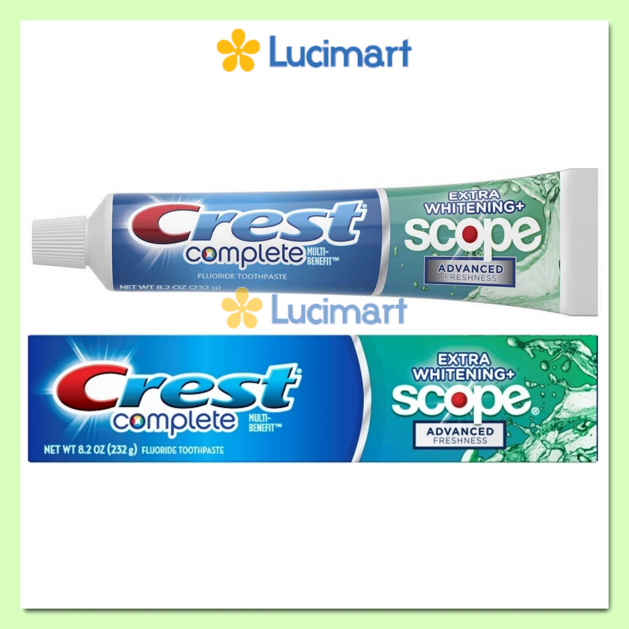 Kem đánh răng Crest Complete Extra Whitening + Scope Advanced Freshness hương Minty Fresh Striped  [Hàng Mỹ]