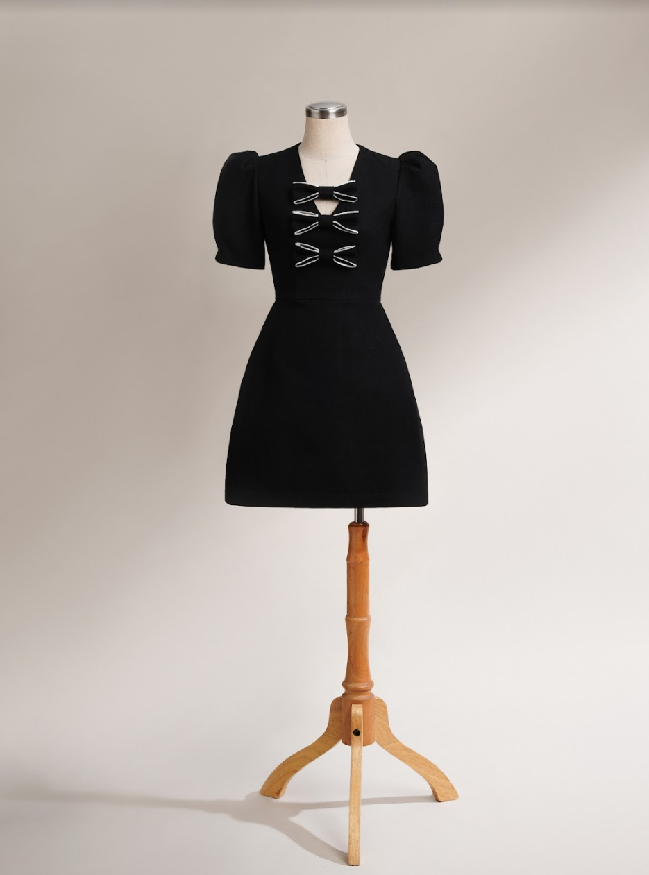 Đầm tay bồng nơ đen Emily - MAIIMER