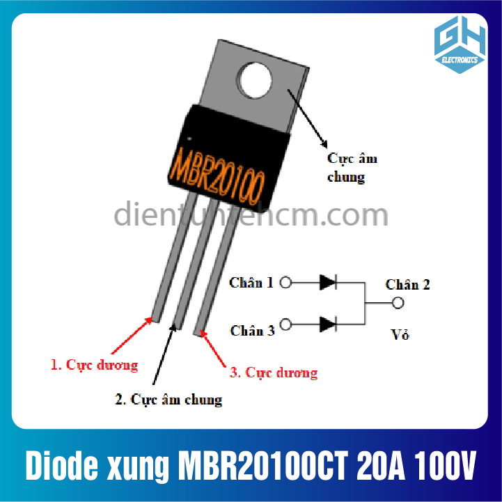 Combo 2 con Diode xung MBR20100CT 20A 100V