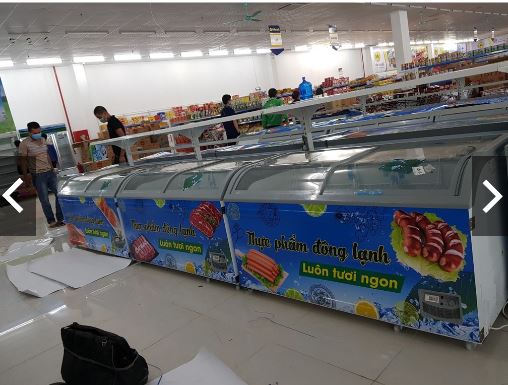 Miếng dán tủ đông, decal dán tủ bảo ôn - decal dán tủ đông không thấm nước mẫu thực phẩm đông lạnh- tủ đông siêu thị