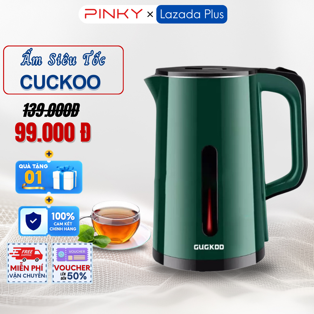 Ấm Siêu Tốc Cuckoo Công Suất Cao 1500W Tự Ngắt Điện Khi Sôi, 2 Lớp Cách Nhiệt An Toàn Cho Người Dùng, Dung Tích 2.5L - Bảo Hành 12 Tháng