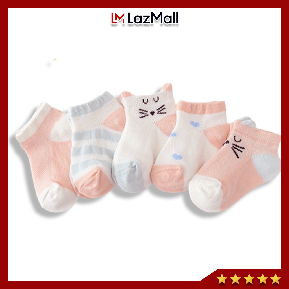 Sét 5 đôi tất lưới cổ ngắn kissok cho bé