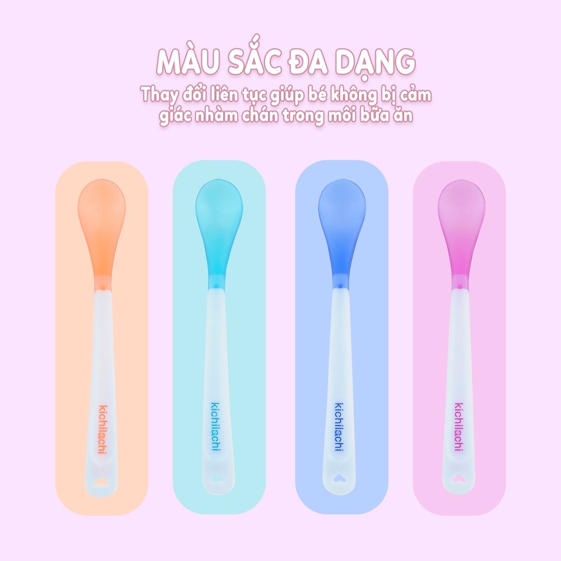 Bộ Thìa Mềm Báo Nóng Richell - Kichilachi Cho Bé Ăn Dặm