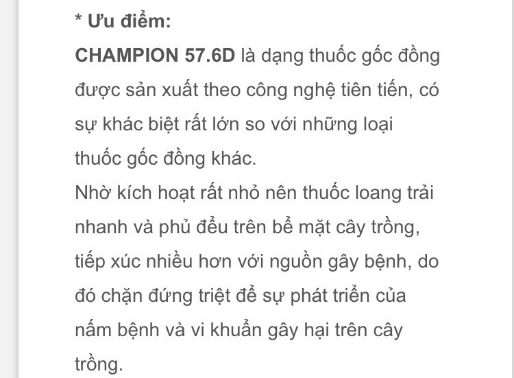 Gốc đồng Champion 57.6DP 60gam