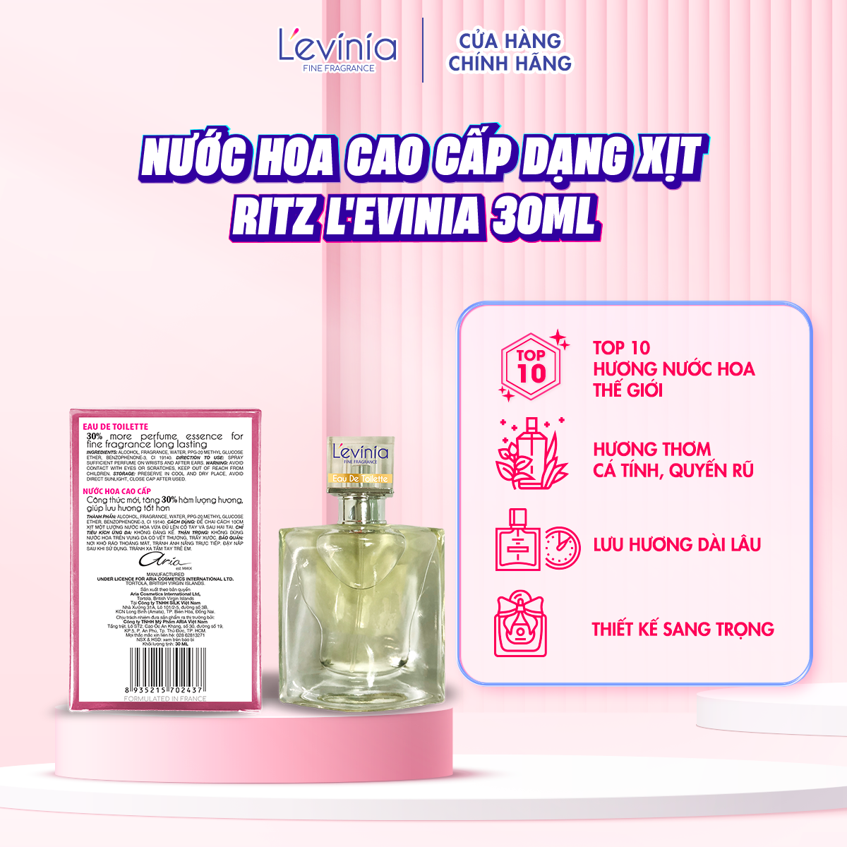 Nước Hoa Cao Cấp Dạng Xịt L'evinia RITZ 30ml