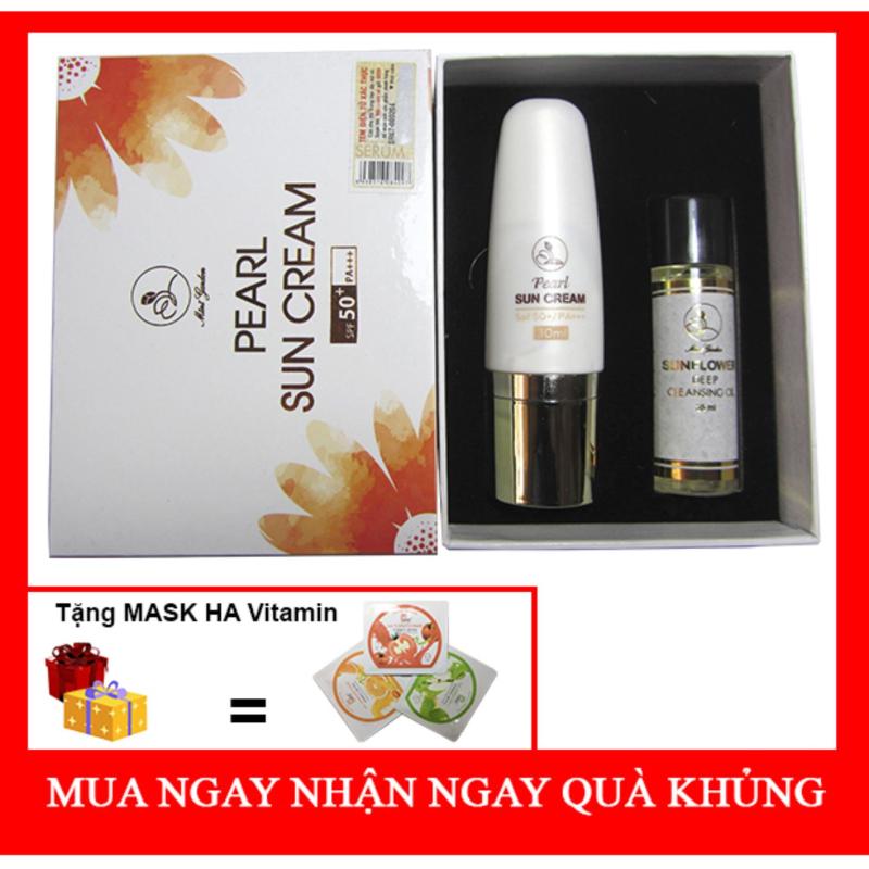 Kem Chống Nắng Vật Lý PEARL SUN CREAM - Bảo vệ da hoàn hảo và make up tiện lợi (Tặng dầu tẩy trang cao cấp)